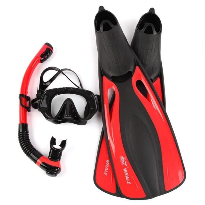 Masque de plongée,Baleine masque de plongée lunettes palmes de plongée Sports nautiques longs masques de plongée - Type red XS
