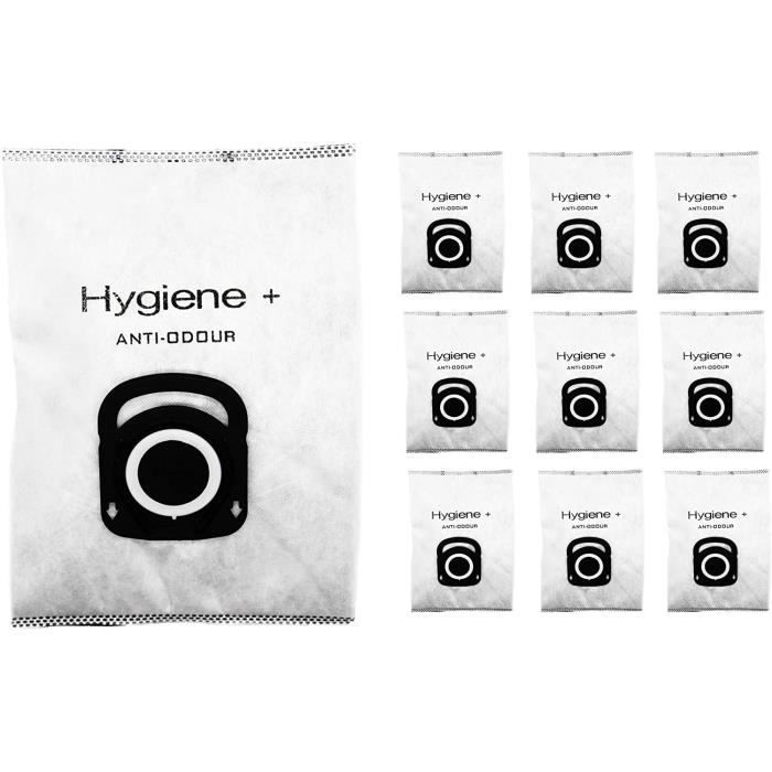 SAC ASPIRATEUR Green Label Lot de 10 Sacs Hygiène Anti-Odour pour les Aspirateurs Rowenta Silence Force, Compact Power and116