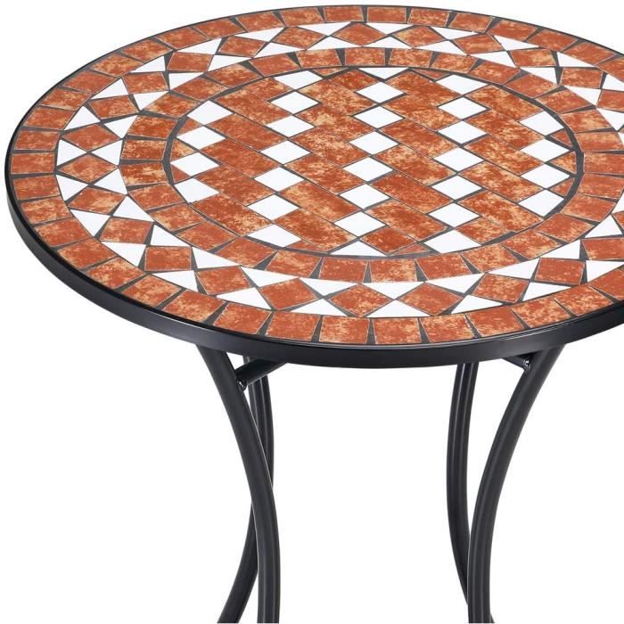 Salon de jardin Table en fer forgé et mosaique design intérieur jardin terrasse balcon decoration terracotta et blanc341