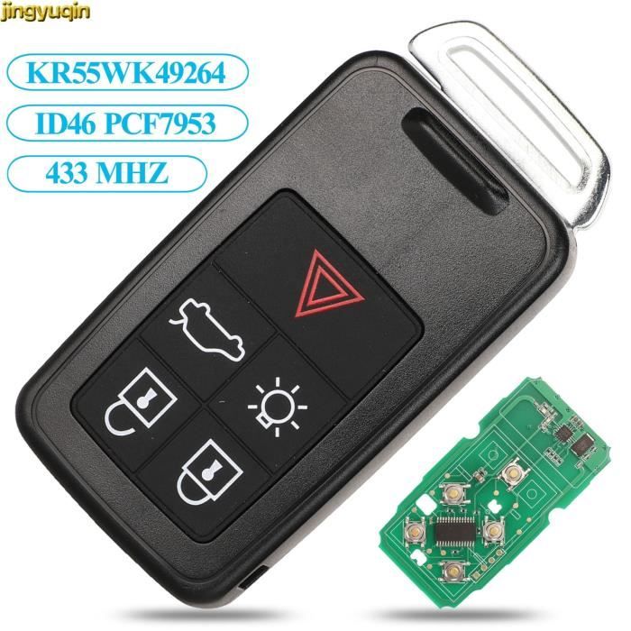 Coque clé,Jingyuqin clé de voiture à distance 434Mhz ID46 puce pour Volvo KYDZ S60 S60L S80 V40 V60 XC60 XC70 5 bouton clé