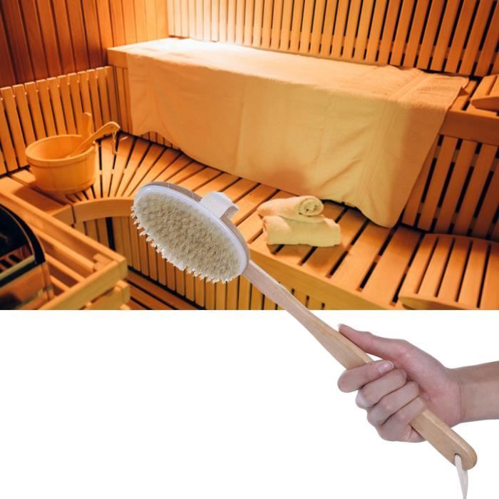 EBTOOLS brosse de bain de luxe à manche long Brosse de sauna naturelle à long manche Brosse de bain Deluxe Accessoires de sauna