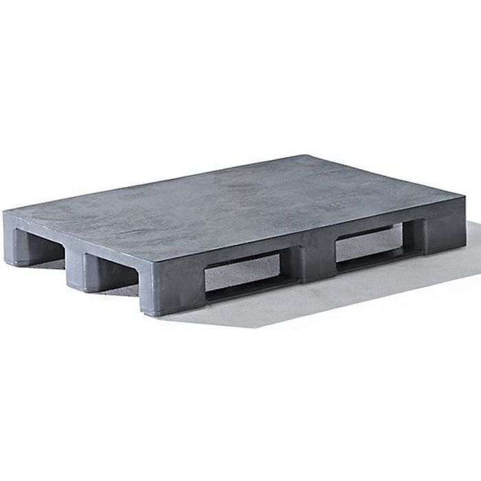 Palette Europe en plastique sans rebord, plancher plein anthracite