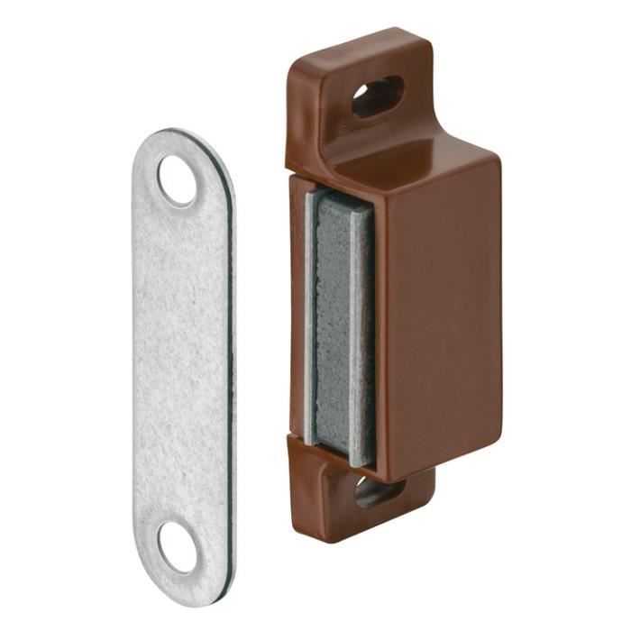 Loqueteau magnétique marron avec aimant 4 - 5 kg meuble loquet porte serrure tiroir armoire verrou