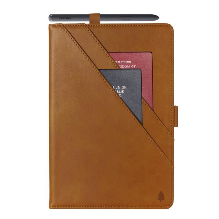etui pour iPad Pro 12.9 2021 Housse de support en cuir de qualité véritable avec réveil-sommeil activé - Café