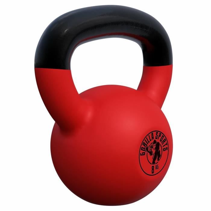 Gorilla Sports Poids Kettlebell 8kg fonte vinyle