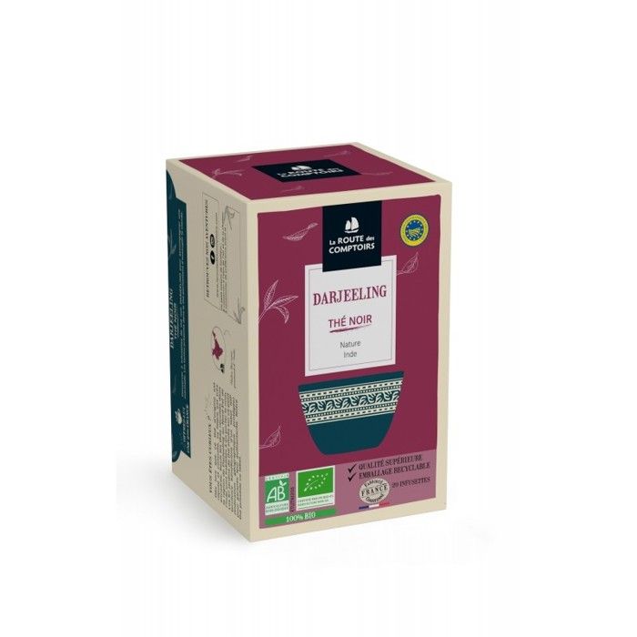 Thé Noir Darjeeling Bio - La Route des Comptoirs - Boite de 20 sachets