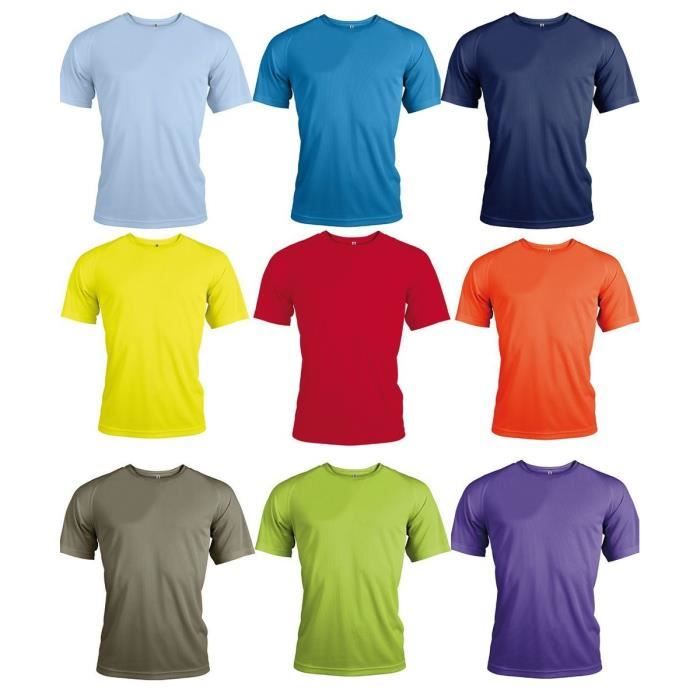 Lot 9 maillots sports - running - manches courtes - Homme - multicolores