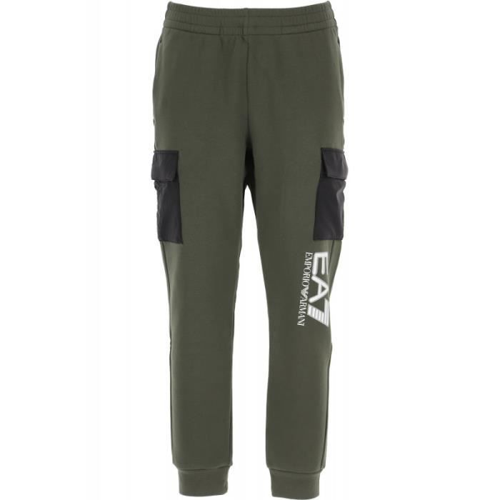 Pantalon de survêtement EA7 Emporio Armani - Réf. 6KPP58-PJ07Z-1852. Couleur : Kaki. Détails. - Fermeture élastique. - Poches cargo