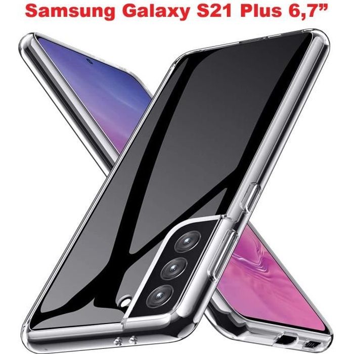 New&Teck Coque Samsung Galaxy S21 Plus - Protection Silicone Transparente Souple Fin et Antichoc