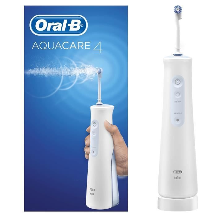 Oral-B Aquacare 4 Jet Dentaire Hydropulseur avec 1 manche et 1 canule Oxyjet Doux pour les dents et les gencives