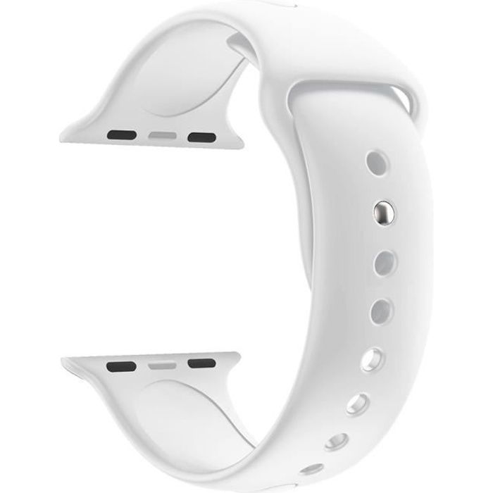 [Compatible Apple iWatch 44 mm] Bracelet Silicone Blanc Souple Taille M-L Sport Mixte Remplacement Montre