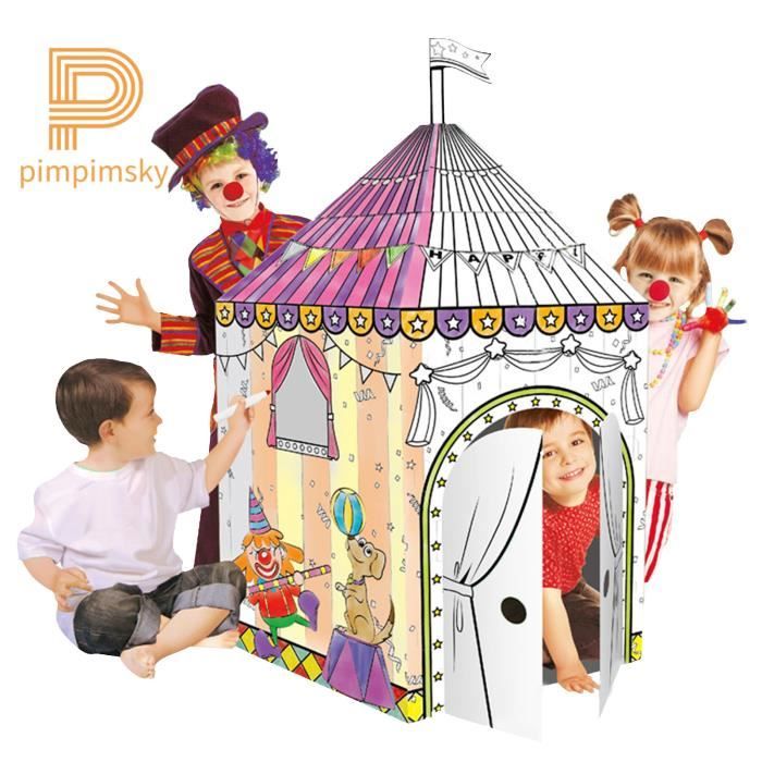 PIMPIMSKY Tipi enfant Magic graffiti jeux en carton Animator Chateau chambre Jeu exterieur jardin cabane intérieur