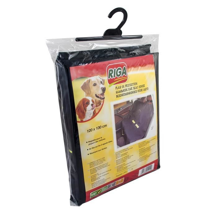RIGA Protection siège auto arrière 130 x 120 cm - Noir - Pour chien