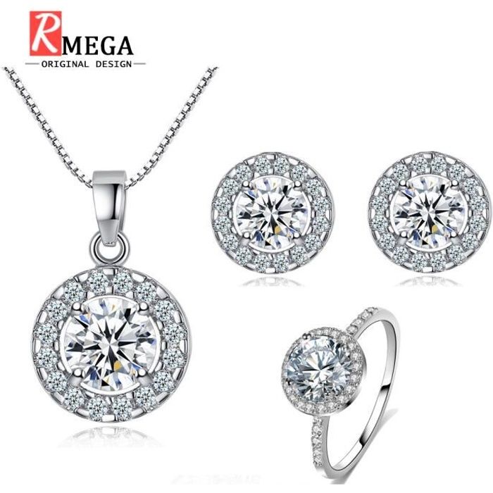 Parure Bijoux Ajustable Cadeau pour Femme Collier et Boucle d'Oreille bague - RMEGA - Zinc - élégant