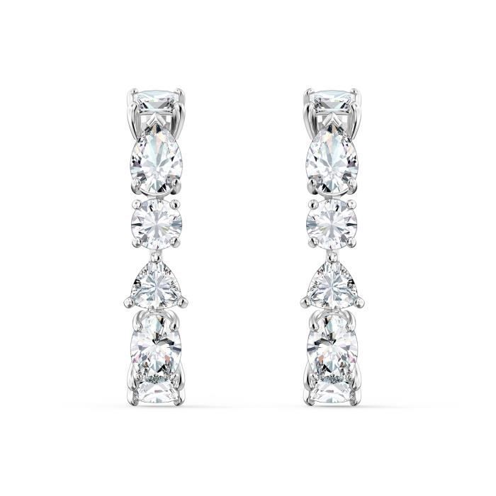 Boucles d'Oreilles femme - SWAROVSKI - Boucles d'oreilles mixtes Swarovski Tennis Deluxe - Couleur de la matière:Blanc