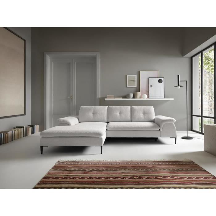 Canapé d'angle Blanc Tissu Moderne Confort