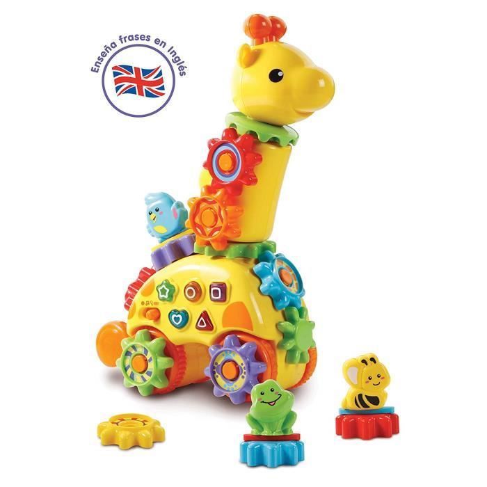 VTech Baby ? Girafe parlanchina, animal interactif qui enseña bilingue anglais, couleurs, formes et animaux, avec roues