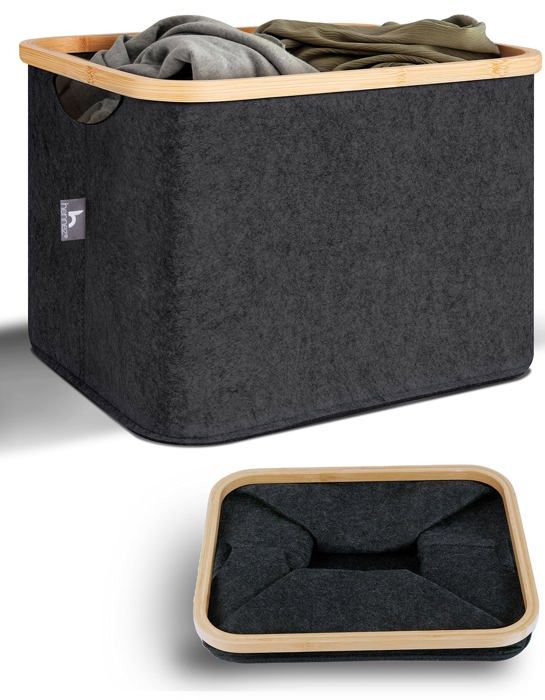 Lauatiiu Lot de 3 boîtes de rangement pliables en feutre - En forme de cube - Pour bureau