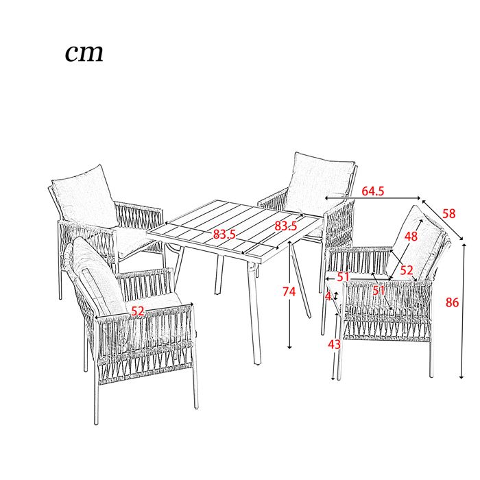 groupe de repas de jardin,cadre en fer galvanisé,salon de jardin,gris,avec pieds réglables,avec coussin d'assise