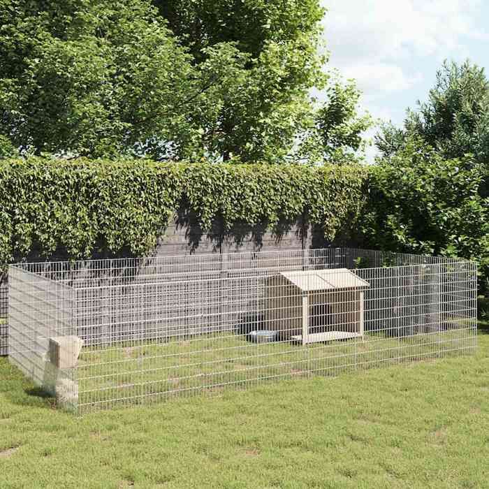 vidaXL Enclos pour animaux en liberté 24 panneaux fer galvanisé