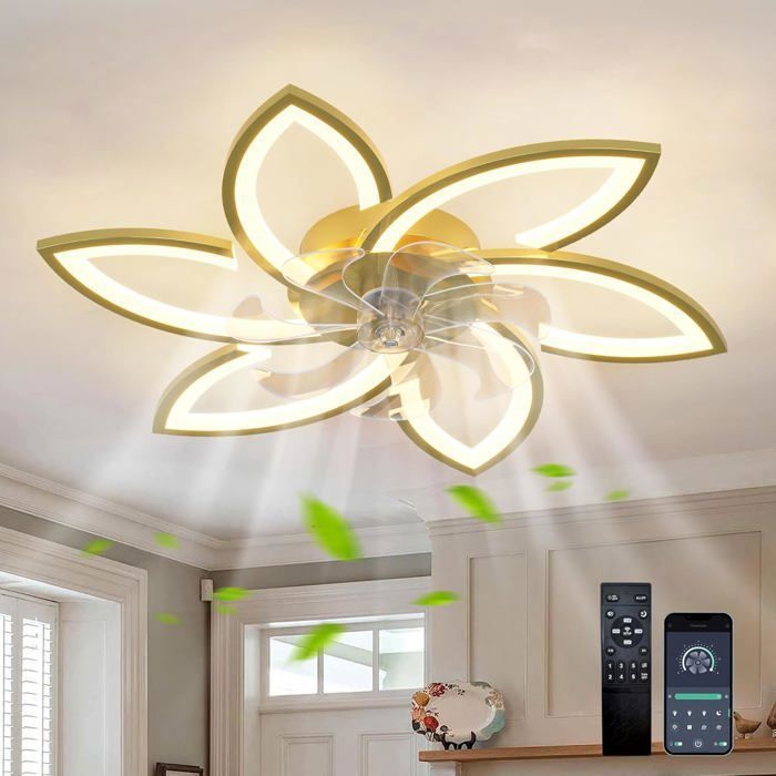 Ganeed LED Gold ventilateur de plafond Éclairage de ventilateur de plafond 78cm luminaire semi - encastré avec ventilateur lampe - Ganeed
