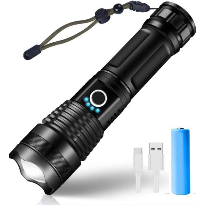 LED USB Rechargeable Ultra Puissante 3000 Lumens CREE XHP50 Lampe Torche 5 Modes IP65 Étanche Militaire Zoomable-x71