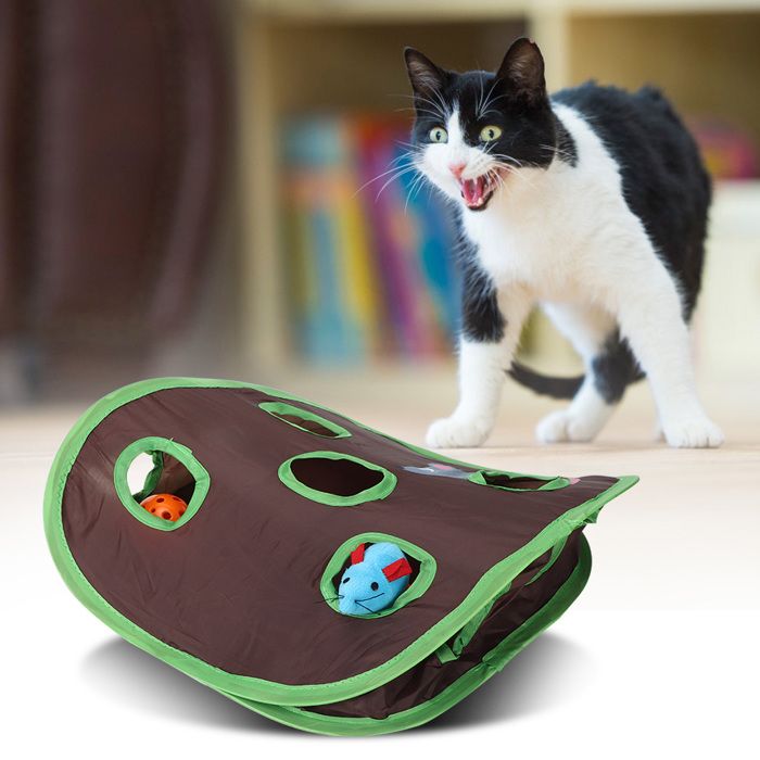 SALALIS Jouet chat 1 Set Polable Cat Toy Popup Open Mouse Hunt avec Bell Ball Funny Interactive Hunting Pet Toys animalerie animal