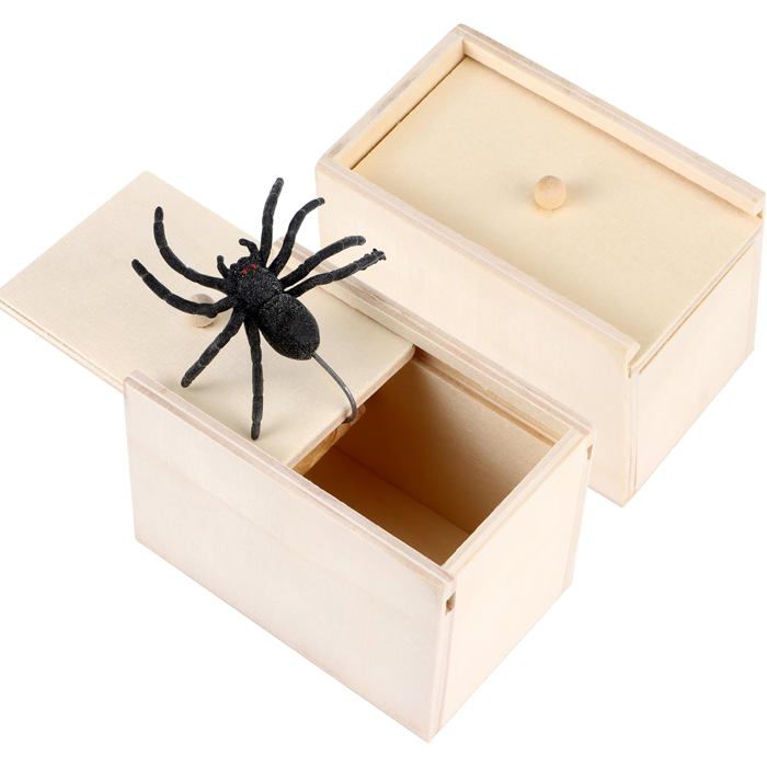 Boîte Farce Araignée à Ressort En Bois - Surprise Pour Halloween, Poisson D'avril, Jeu De Peur Pour Enfants Et Adultes
