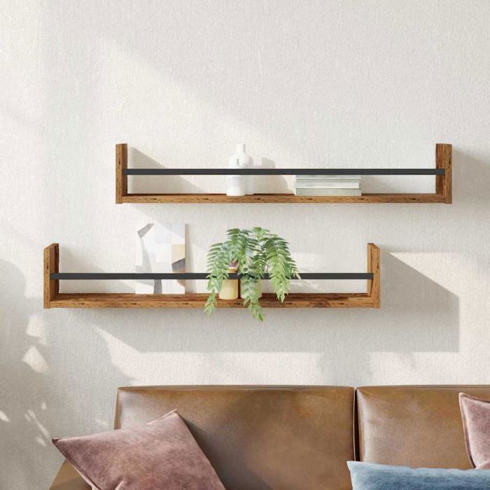Étagère murale - VIDAXL - Étagère échelle 2 pcs - Bois aspect ancien - 80 x 16 x 14 cm - Industriel