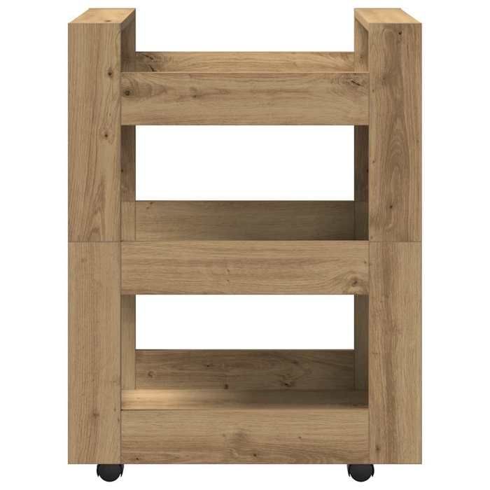 Soldes Printemps Chariot de cuisine - BURKE - Desserte cuisine - Chêne artisanal 60x45x80 cm DD251