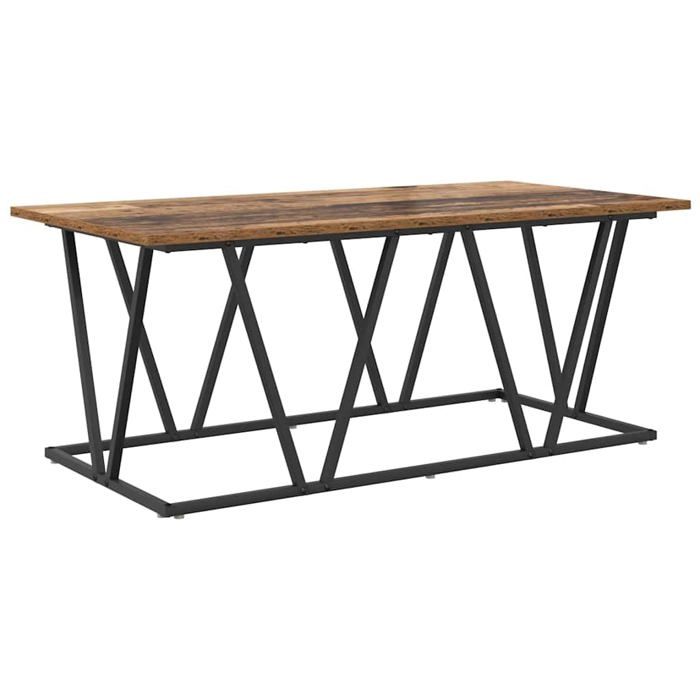 Table basse bois ancien - vidaXL - 100x50x40 cm - Bois dingénierie et métal - Industrielle - Rectangulaire