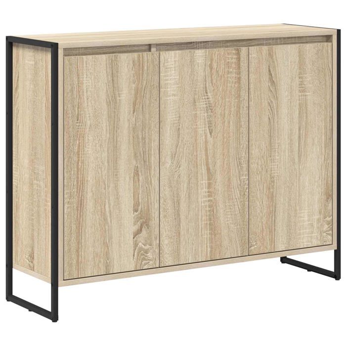 Meuble dappoint en bois dingénierie - vidaXL - Sonoma - 96 5x30x75 cm - 3 portes - Style industriel