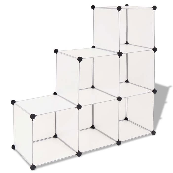SALE 2026 Meuble à chaussures Blanc - Organisateur de rangement cube avec 6 compartiments Blanc PRO966046701
