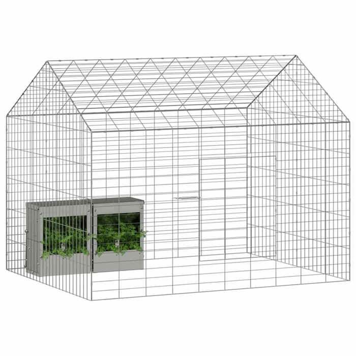 Meilleurs prix pour PROMOTION Poulailler enclos à poules Cage pour lapins Argent 400x78x78 cm Acier galvanisé 126709