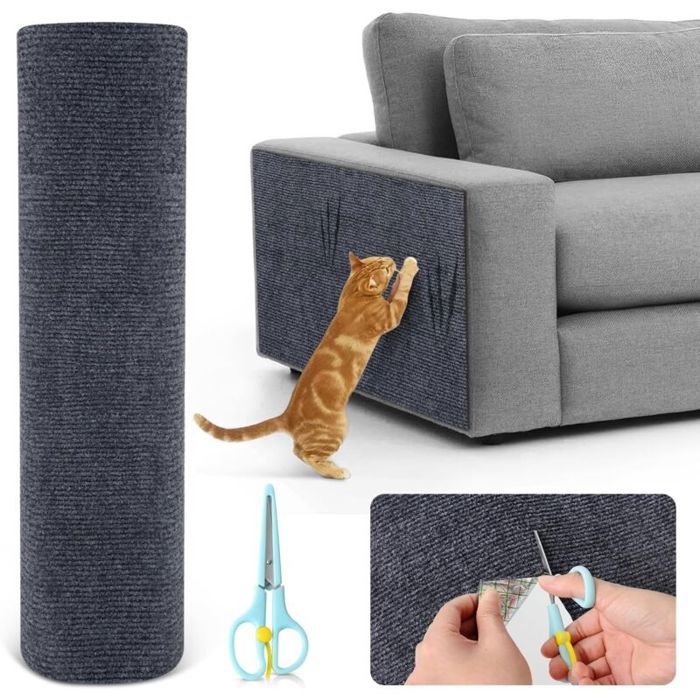 Protection canapé chat anti griffe autocollant 2mx40cm - 1 Anti-rayure meuble porte mur comptoir animal - Gris Aucuneary