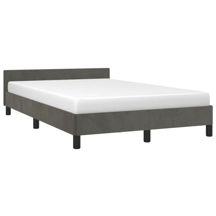 Lit 120x190 cm Lit simple VIDAXL Cadre de lit MODERNE sans matelas gris foncé velours L9635