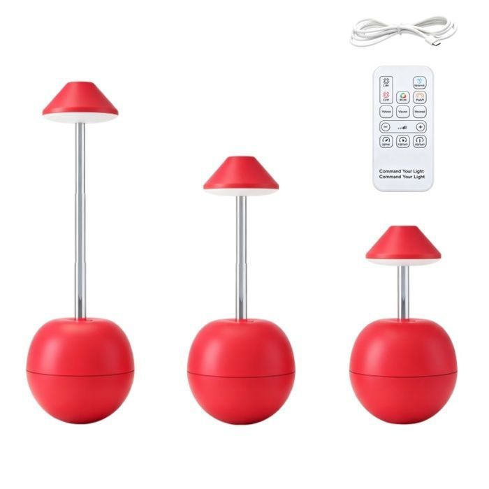 Lampe de bureau rechargeable lumière d’ambiance LED hauteur réglable éclairage RGB multicolore réglage de la luminosité Rouge