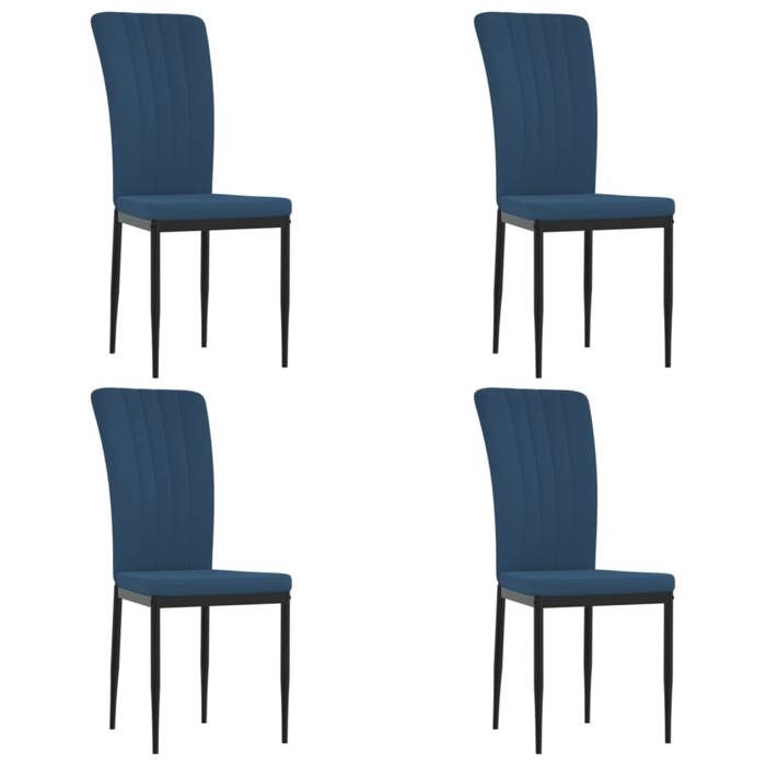 Chaises Salle à Manger/Chaise de Cuisine - Bleu - Moderne Chaises à manger - [4 pièces] - Bleu Velours N431012