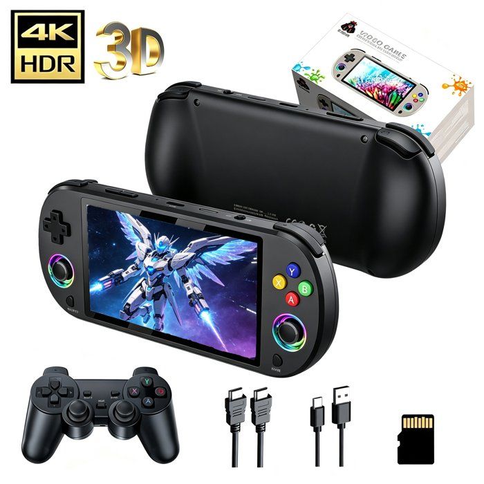 Console de Jeu Portable rétro 5 Pouces 64 GoIntégrés Plusieurs Simulateurs Prise en Charge MP4/TV 3 500 mAh avec 1 Manettes sans
