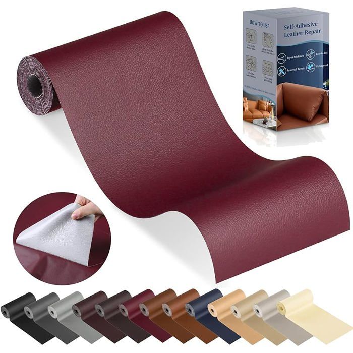 Patch de Réparation en Cuir Fuchsia 10x160cm Auto-adhésif Rénovation Kit Simili Cuir Autocollant pour Fuchsia 10x160cm