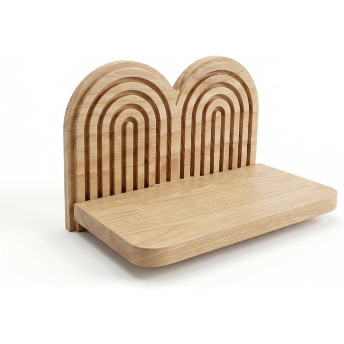 Lot de 2 Étagères Murales Flottantes Bois Design Arc-En-Ciel Bohème Support Décoratif Pour Plantes ACCESSOIRES FABRICATION MAISON