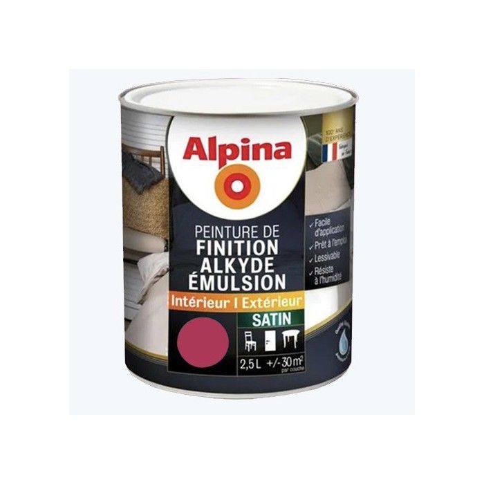 Peinture Alpina Alkyde emulsion satin 2,5L Orchidée - Achat / Vente peinture  - vernis Peinture Alpina Alkyde emul… - Cdiscount