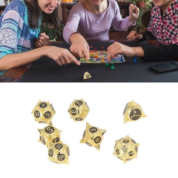 Dés en métal de jeu - VGEBY - Rouler les Dés Polyédriques - Or Vert - 7pcs - Jeux - Jouets