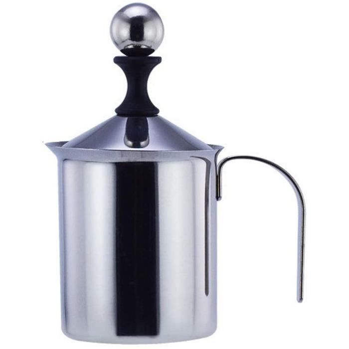 Mousseur à Lait Manuel Inox 800cc - Pour Cappuccino, Latte Maison Sans Électricité