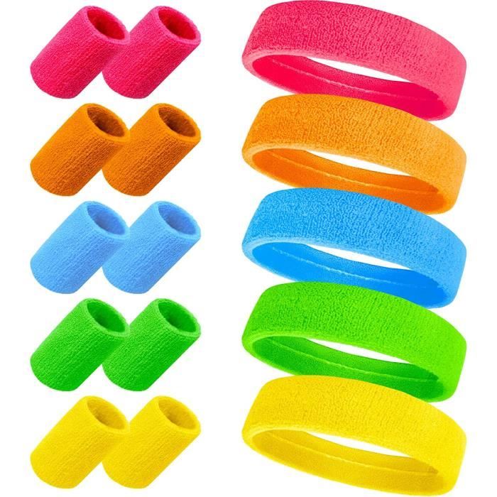 5 Pcs Bandeau Annee 80 Bandeau Fluo Annee 80 10 Pcs Bracelet Neon Annee