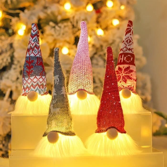 Lot De 3 Lutins De Noël Lumineux En Peluche + Guirlande 6m LED - Décoration Festive Magique