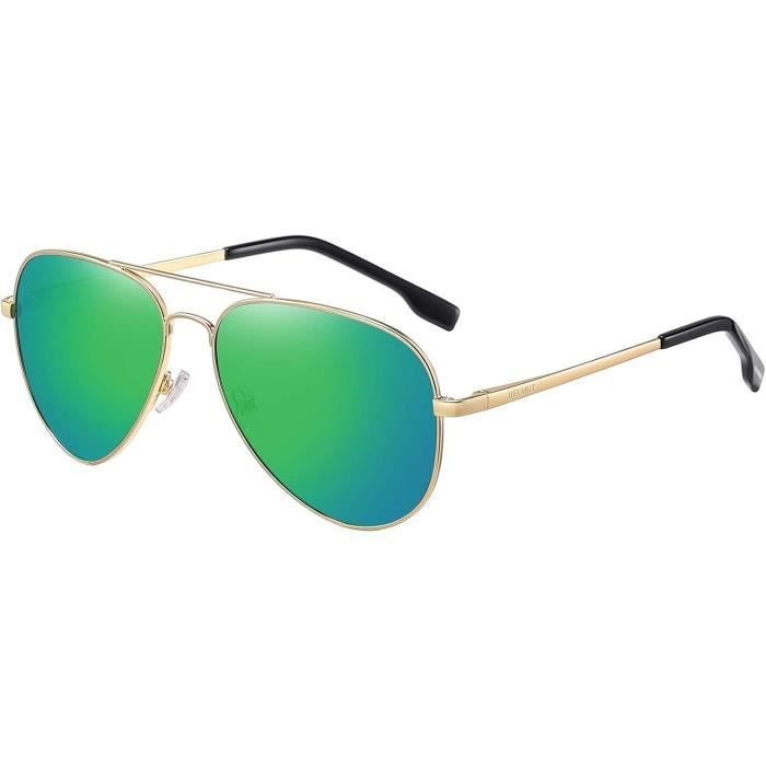 Lunettes De Soleil Hommes Polaris es Aviateur Pilote Anti Anti Reflet Verres En Miroir Vert u10350