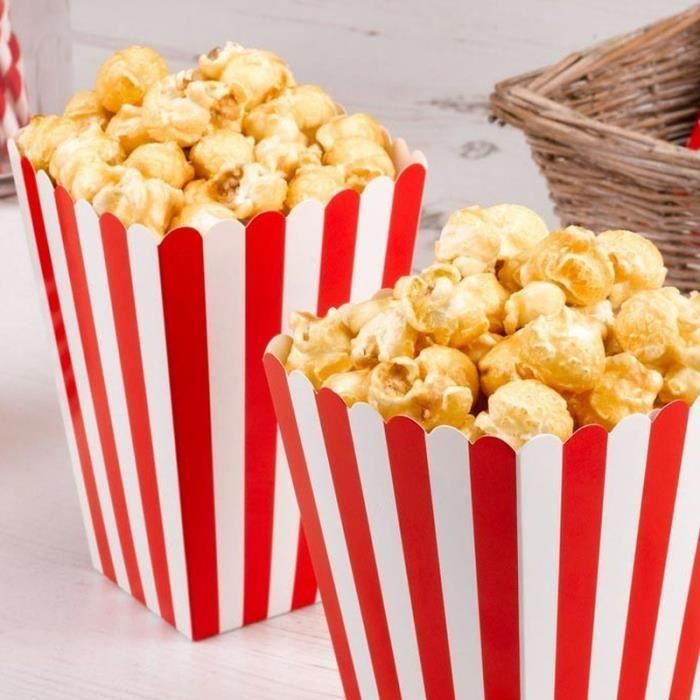 Boite Cornet à Popcorn Festonnée Blanc Doré