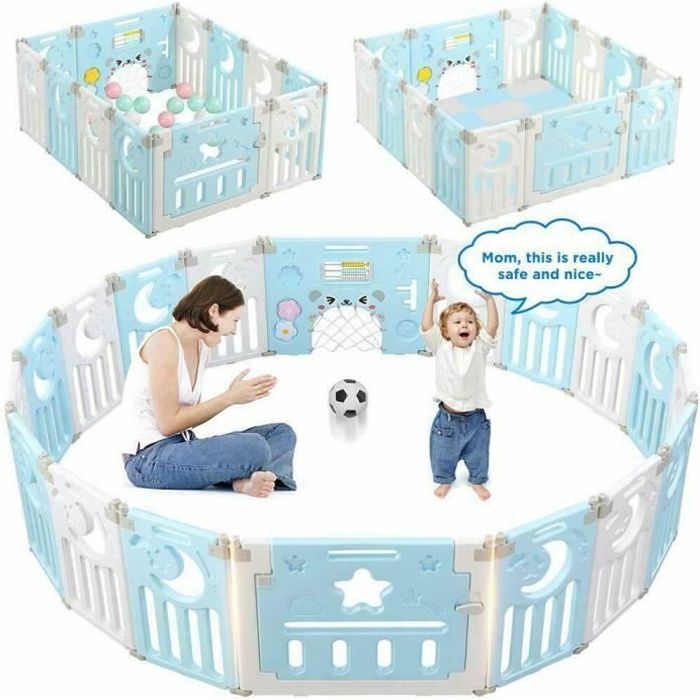 Parc Bébé barriere de securite parc enfant Barrière Securitè avec panneau  d'activités Jeu Espace Jeu Chambre Enfant l'intérieur Bleu - Cdiscount Prêt- à-Porter