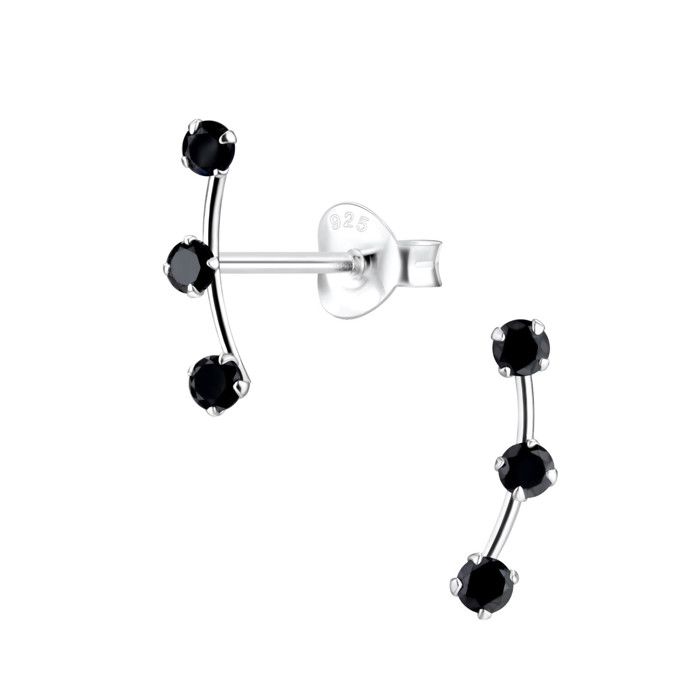 Boucles D'oreilles Clous Argent 925 – Zirconium Rond 4 Mm – Rhodié – Bijouxia